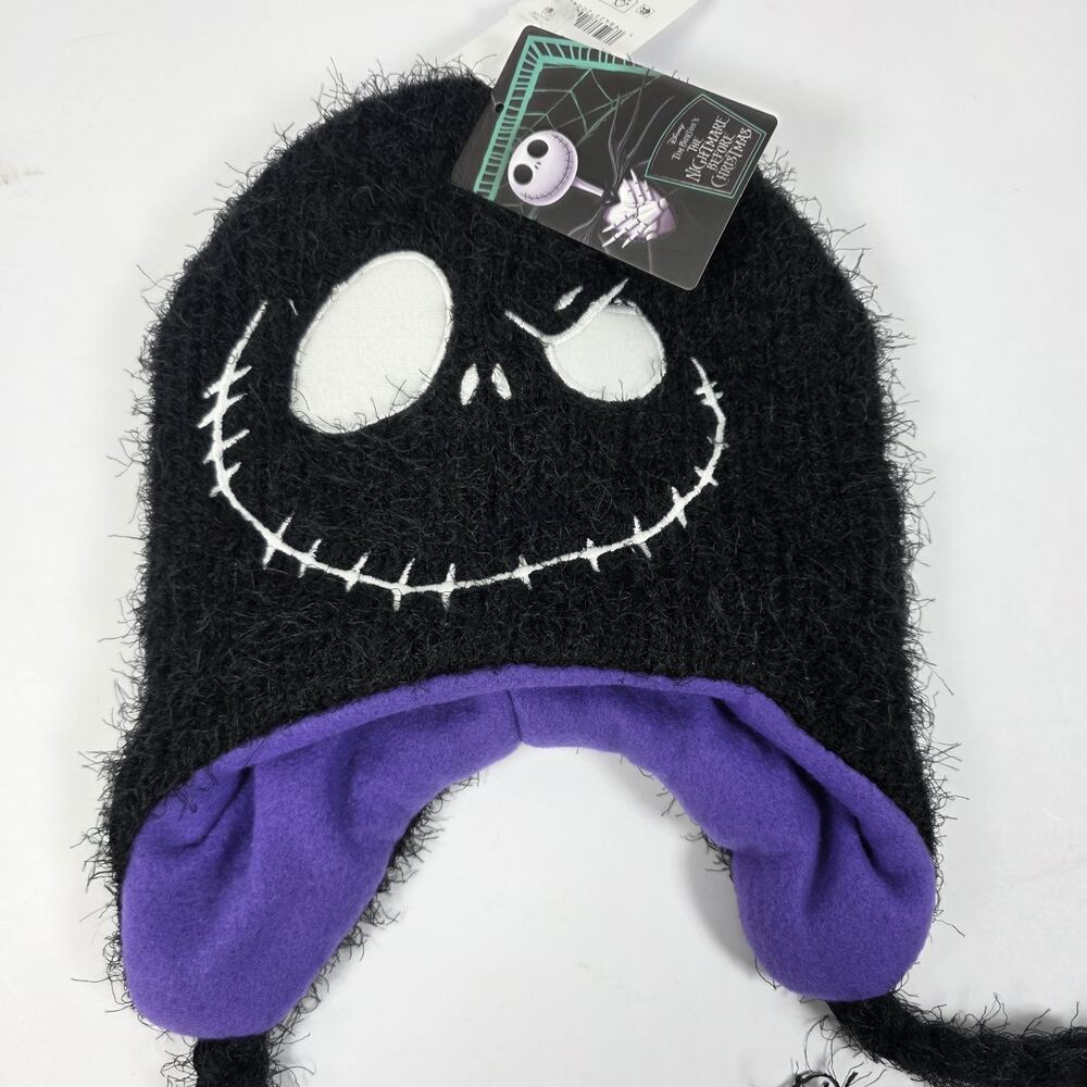 Nightmare Before Christmas Jack Skellington Laplander Beanie Black New!!